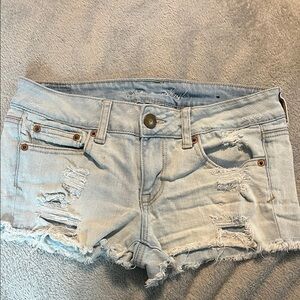 American Eagle Outfitters Light Blue Ripped Jean Shorts Sz 4